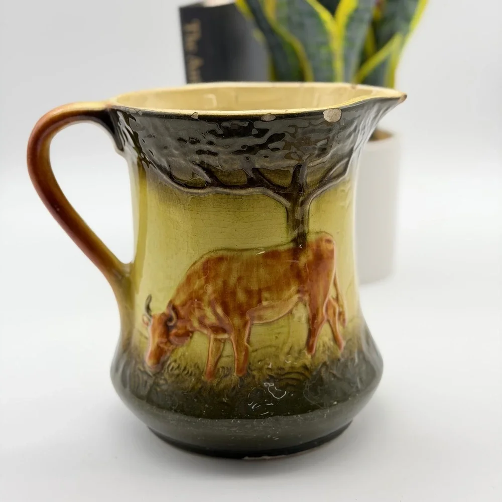 Antique Roseville Cow Pitcher Early 1900s 7.5
